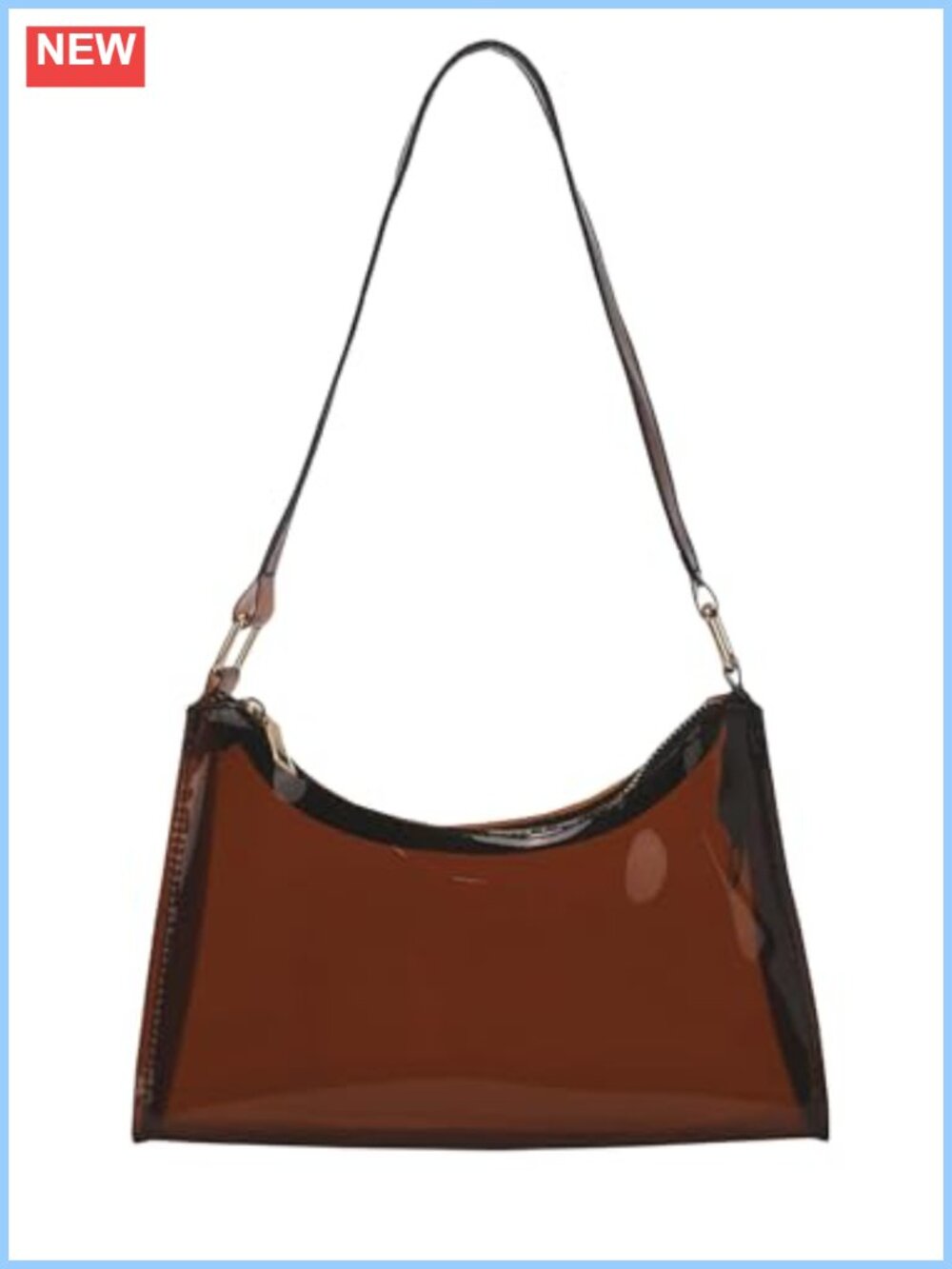 Clear PVC Zip Top Handle Shoulder Handbag Hobo